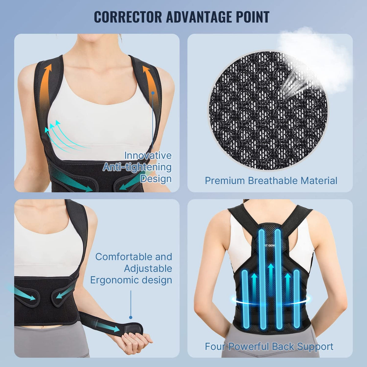 MUSICOZY Back Brace Posture Corrector for Women and Men  Back Straightener Posture Corrector  Scoliosis and Hunchback Correction  Back Pain  Spine Corrector  Support  Adjustable Posture Trainer  Large