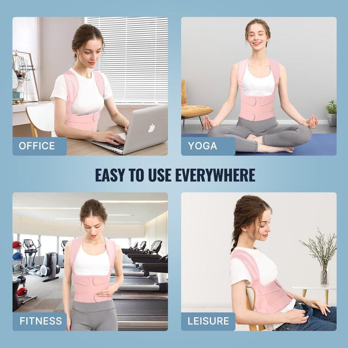 MUSICOZY Back Brace Posture Corrector for Women  Back Straightener Posture Corrector  Scoliosis and Hunchback Correction  Back Pain  Spine Corrector  Support  Adjustable Posture Trainer Pink Large