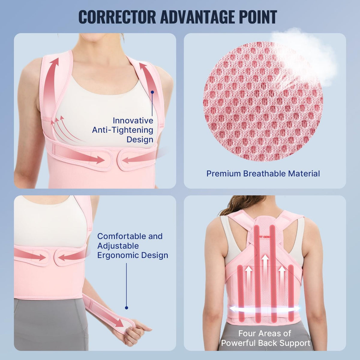 MUSICOZY Back Brace Posture Corrector for Women  Back Straightener Posture Corrector  Scoliosis and Hunchback Correction  Back Pain  Spine Corrector  Support  Adjustable Posture Trainer Pink Large
