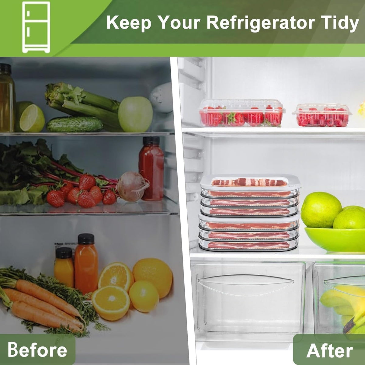 Deli Meat Container for Fridge  Bacon Lunch Meat Container for Refrigerator  Meal Prep Containers  Stackable Food Storage Boxes with Lid for Cold Cuts  Salami  Deli  Lunch Meat  BPA Free  White