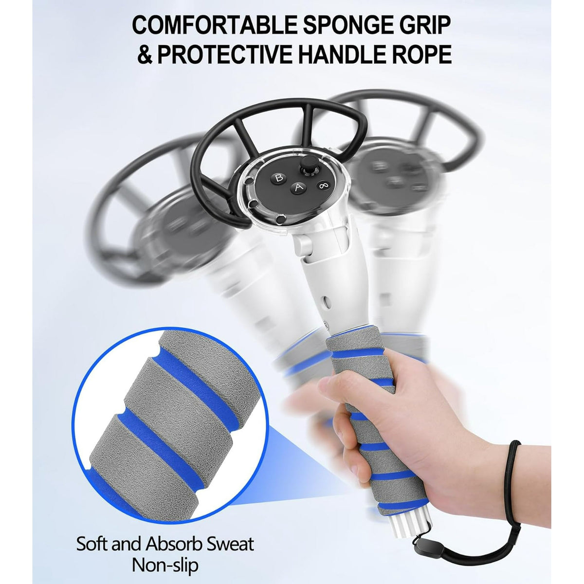 3 in 1 Handle Attachments for Meta Quest 3 Controller Grips Accessories  VR Handle Extender Extension Grips for Oculus Quest 3 Beat Saber  Golf Club  Gorilla Tag Long Arms  Rowing Crew White