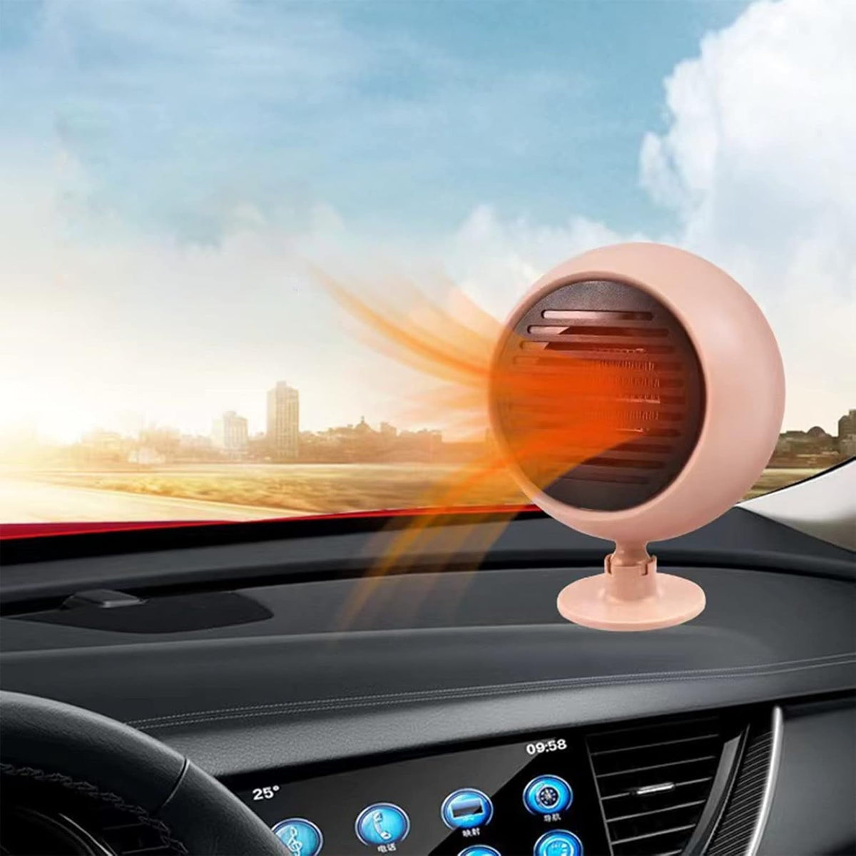2 In 1 Car Heater Cooler Fan  12V Car Heater Portable 180W Car Air Heater Mini Car Speed Cooling Fan Windshield Defroster Demister 360° Rotatable Heater and Defogger for Car  SUV and more Pink