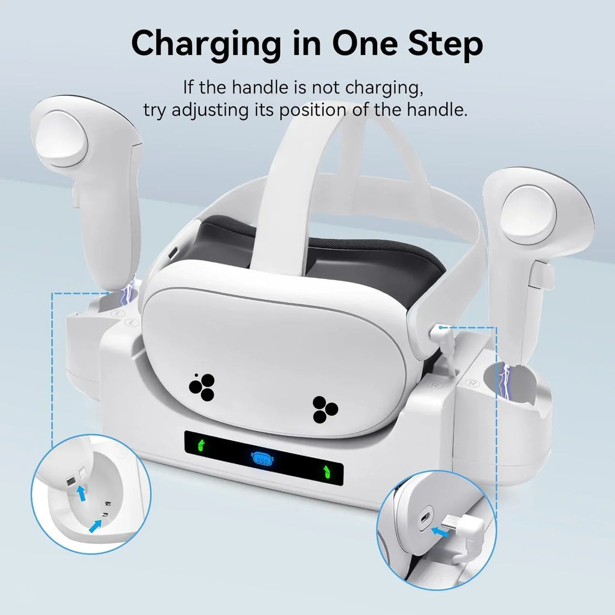 RGB Charging Dock for Oculus Quest 3/3S Charging Stand for Meta Quest 3S Controller and Headset with 2 Rechergeable Batteries Battery Cover|Wall Mount Charging Dock Station for Quest 3S Dual-use