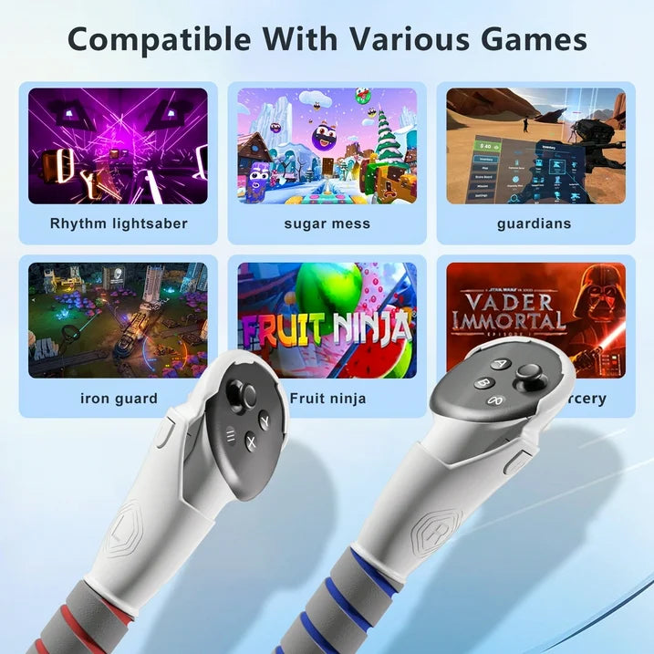 VR Accessories Handle Attachments for Meta/Oculus Quest 2/3/3S  Dual Handles and Long Stick Handle Extension Grips to Play Multiple VR Games  Gorilla Tag Long Arms Grips Beat Saber Golf Club Baseball