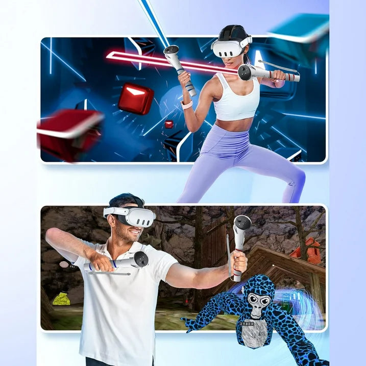 VR Accessories Handle Attachments for Meta Ouclus Quest3/Quest3S  Dual Handles and Long Stick Handle Extension Grips to Play Multiple VR Games  Gorilla Tag Long Arms Grips Beat Saber Golf Club