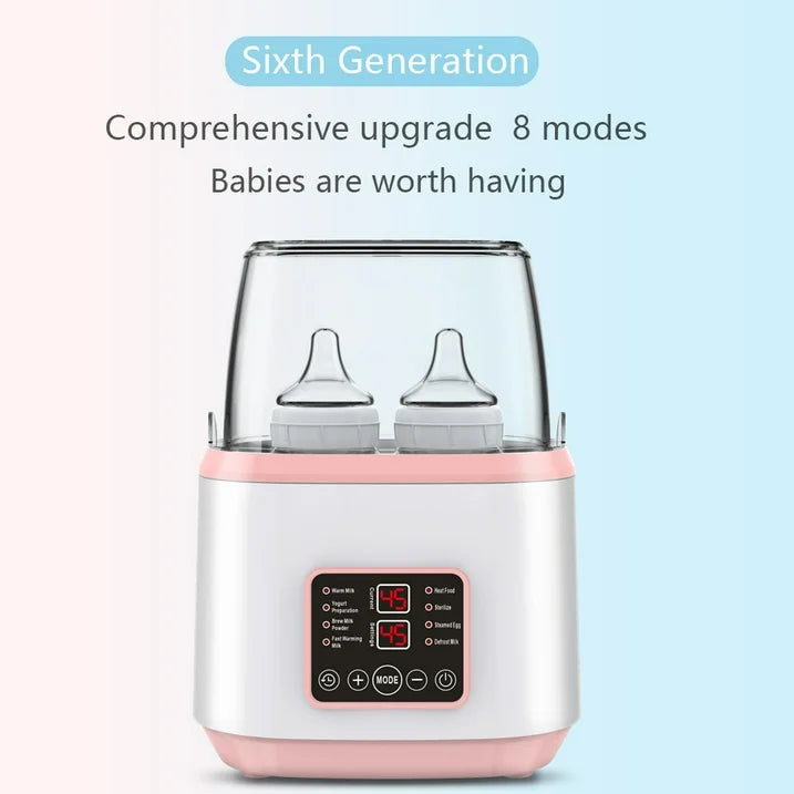 Baby Bottle Warmer  8-in-1 Fast Milk Warmer with Timer Breastmilk or Formula  Fits 4 Bottles  Accurate Temperature Control  with Defrost  Sterili-zing  Keep  Heat Baby Food Jars Function