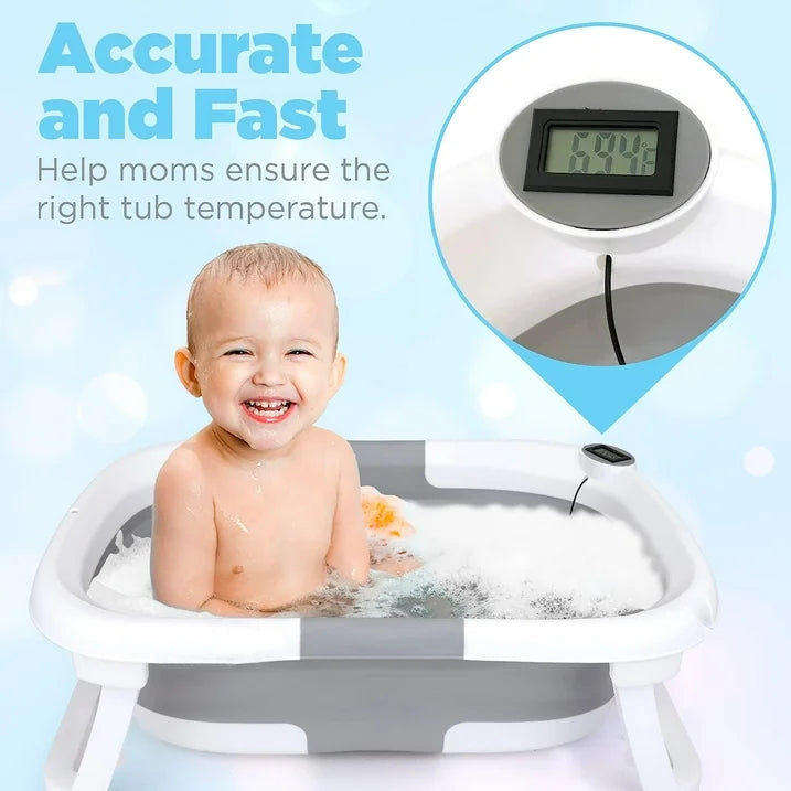 Foldable Baby Bathtub for Infants to Toddler Portable Travel Bathtub Multifunctional Bathtub with Drain Hole  Baby Bathtub for Newborn 0-36 Month Gray (with Net)