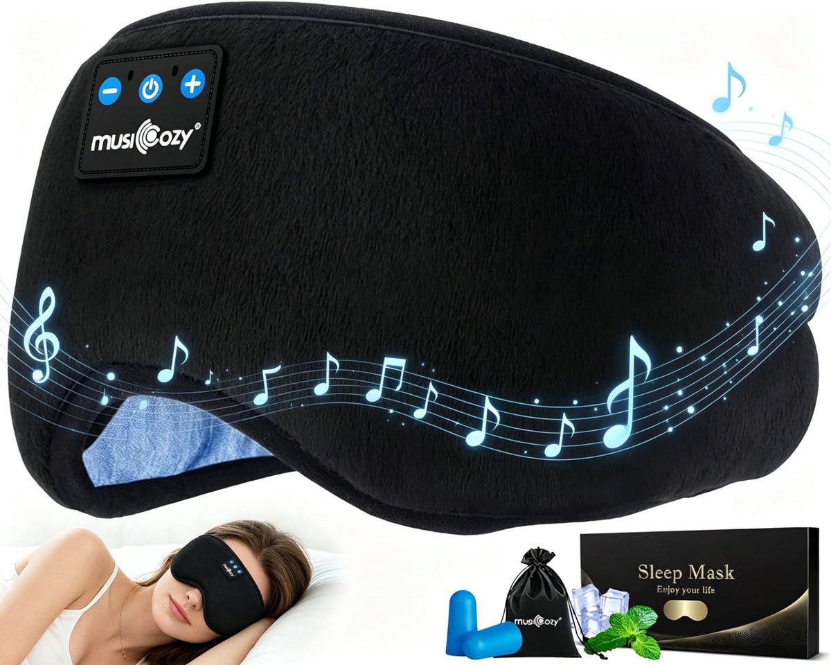 MUSICOZY Sleep Headphones Bluetooth 5.4 Headband Sleeping Eye Mask for Mom Women Men Wireless Music Earbuds Earphones for Side Sleepers Built-in HD Speakers Cool Gadgets Office Travel Meditation Gift