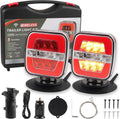 Wireless Trailer Lights-Magnetic Trailer Lights Adjustable Tow Light with Suction Cup Rechargeable Towing Tail Light Kit Brake Turn&Reverse Light Portable LED Towing Lights for Trucks Boat RV Camper