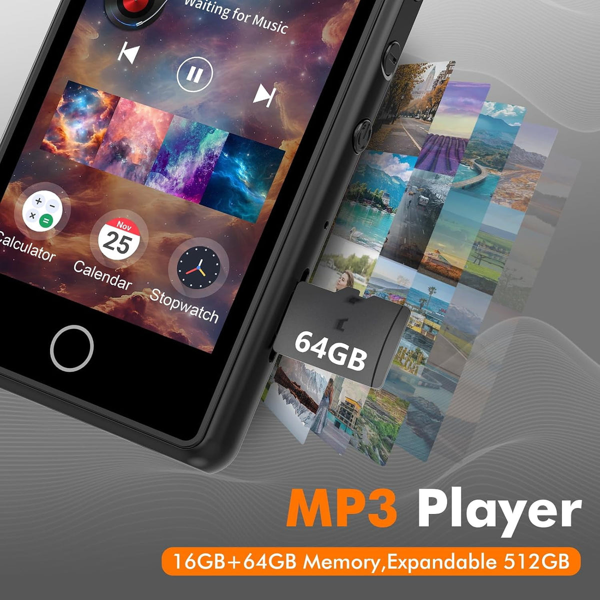 MUSICOZY 80GB MP3 Player with Bluetooth 3″Full Video Format Music Player Portable MP4 Media Player with Built-in Speaker FM Radio Video E-Book Recording for Students Sports. Expandable up to 512GB