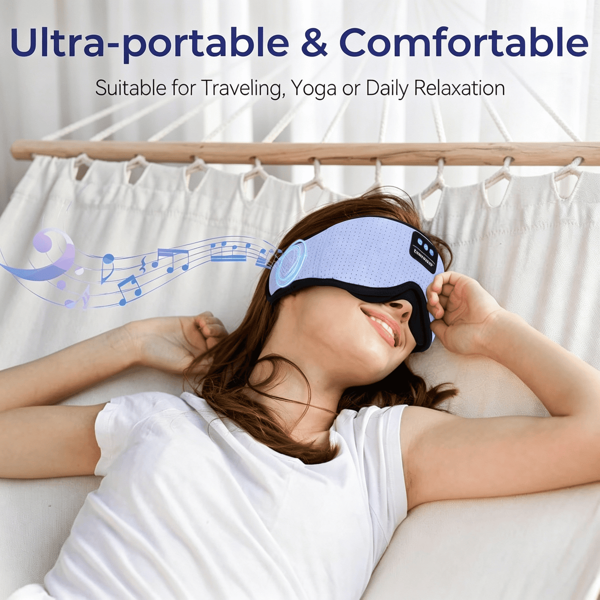 MUSICOZY White Noise Sleep Mask Headphones with 16 Soothing Sounds Bluetooth Sleep Mask 3D Wireless Music Sleeping Headphones for Side Sleeper Wireless Music Eye Mask with Timer Gifts for Men Women