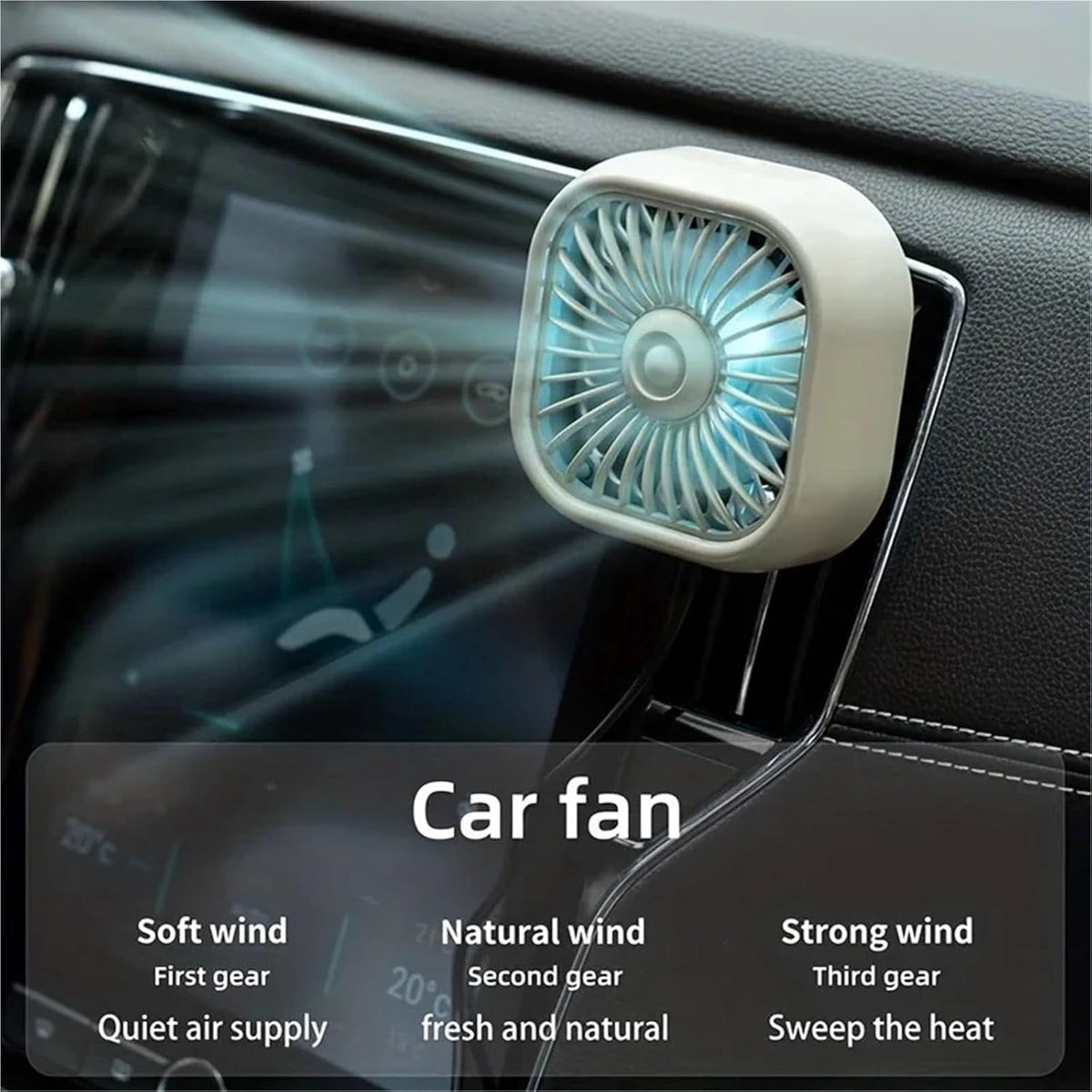 MUSICOZY 2 Pcs Car Cooling Fan Portable USB Cooler Clip Fan for Car Air Outlet Powerful 3 Speed with Color Changing Light Quiet 360 Degree Rotatable Air Circulation Fan for Vehicle Van Truck SUV RV