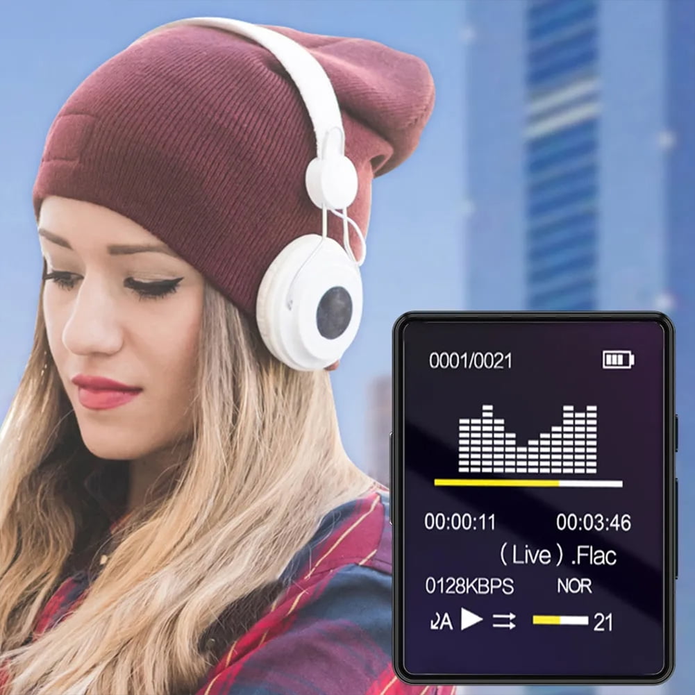 32GB MP3 Player Mini Digital Walkmen Portable MP4 Bluetooth Stereo Speaker HiFi Music Player Multifunction MP3 with Recording E-Book Alarm Clock Video Photo Supports up to 128GB Running Walking