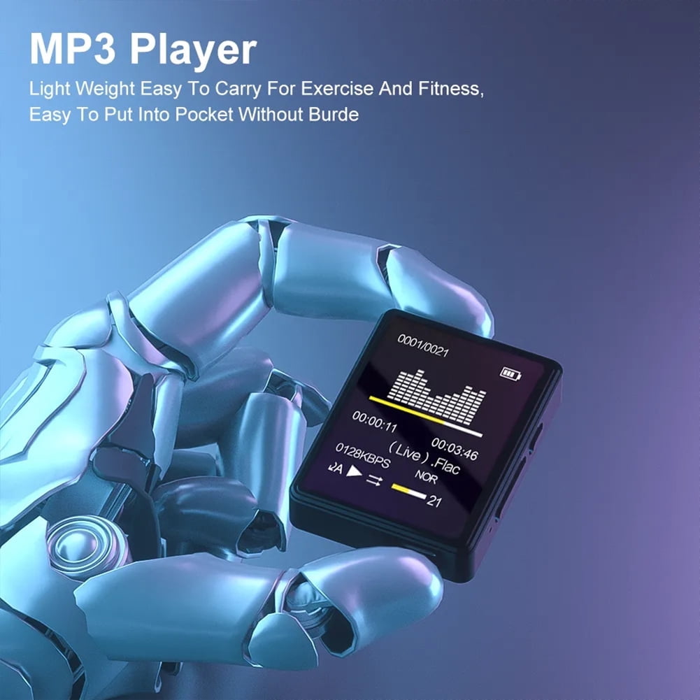 MP3 Player Mini Digital Walkmen Portable MP4 Bluetooth Stereo Speaker HiFi Music Player Multifunction Recording Alarm Clock Video Playback Photo Album Supports up to 128GB for Kids Running Walking