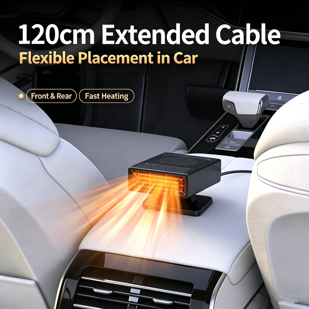 Portable Car Heater 12V Cool&Warm Dual‑Use Car Heater Defroster Fast Heat Windshield Defog Defrost 2 Heat Modes Dual Suction&Adhesive Mount Base 360° Rotatable Auto Space Heater for Winter Defrost