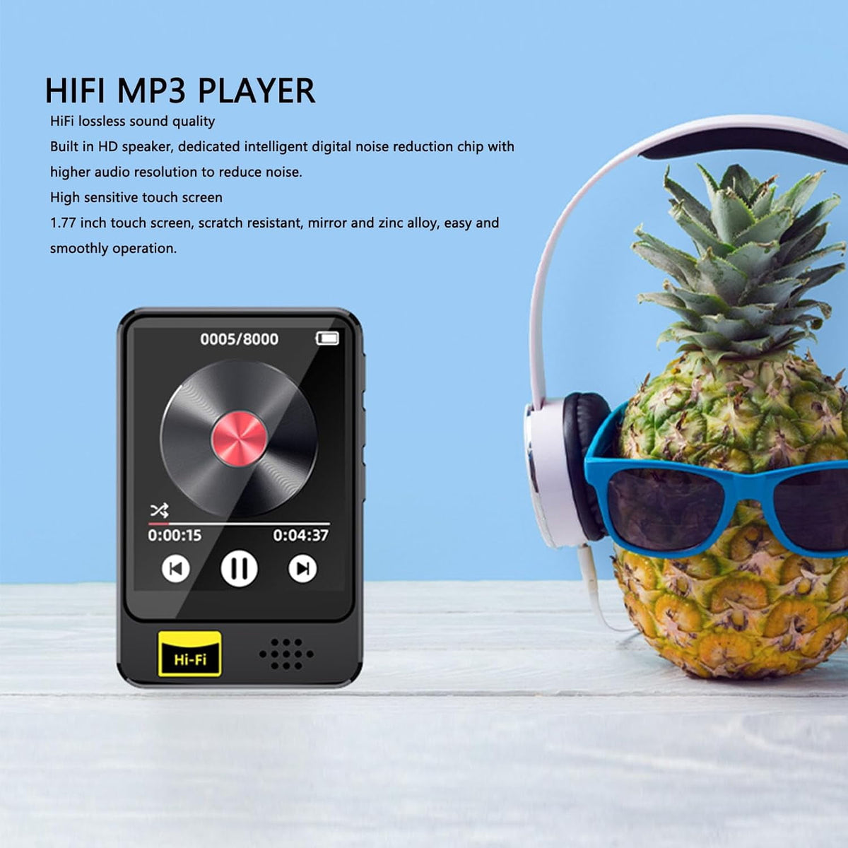 MUSICOZY MP3 Player with Bluetooth 64GB Music Player with Built-in HD Speaker Calendar Alarm Clock Touch Screen FM Radio Voice Recorder Hifi Sound E-Book function MP3 MP4 Player with Earphones