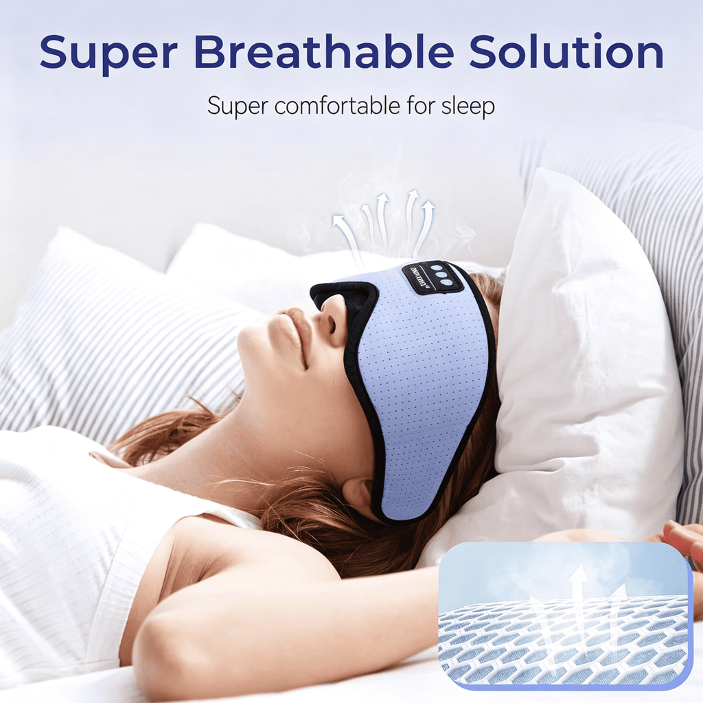 MUSICOZY White Noise Sleep Mask Headphones with 16 Soothing Sounds Bluetooth Sleep Mask 3D Wireless Music Sleeping Headphones for Side Sleeper Wireless Music Eye Mask with Timer Gifts for Men Women