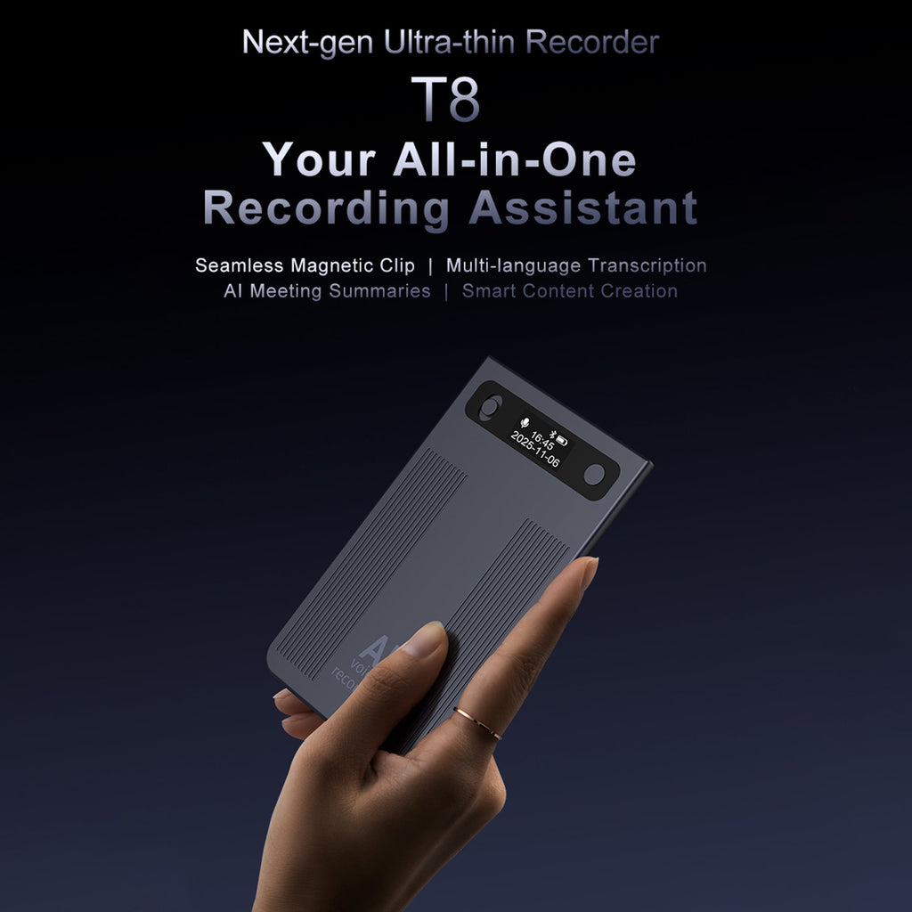 MUSICOZY AI Voice Recorder Note Voice Recorder Transcribe&Summarize AI Noise Cancellation Technology Supports 120 Languages 64GB Memory APP Control Audio Recorder for Lectures Meetings Call Dark Gray