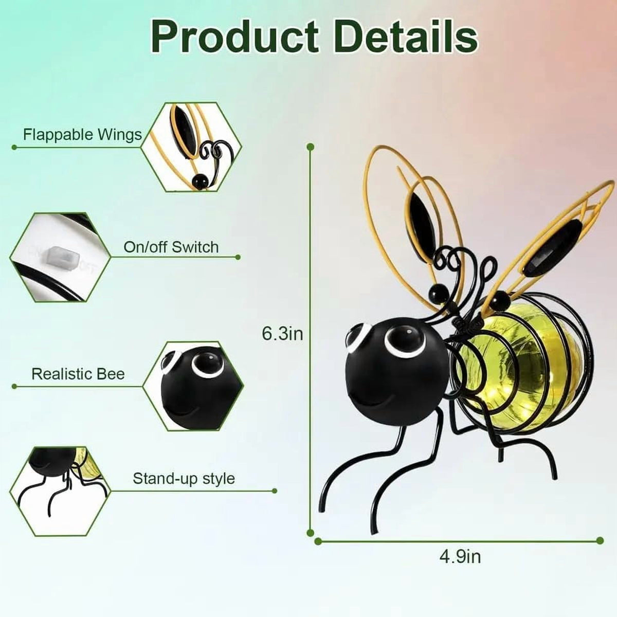 XEAZON Solar Bees Lights Outdoor Hanging Bee Solar Garden Light Garden Solar Bees Simulation Lights Waterproof Bumble Bees Solars Light for Party Festivals Garden Decor Birthday Gifts (3pcs)