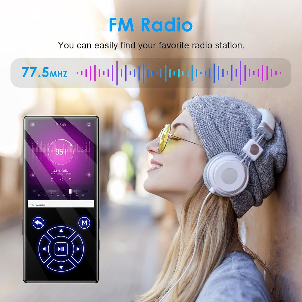 MUSICOZY 64GB MP3 Player Touch Screen Earphone Portable Digital Music Player Lossless HiFi Audio MP3 MP4 Player Support FM Radio/Video/Recorder/E-Book Supports up to 128GB for Studying Running