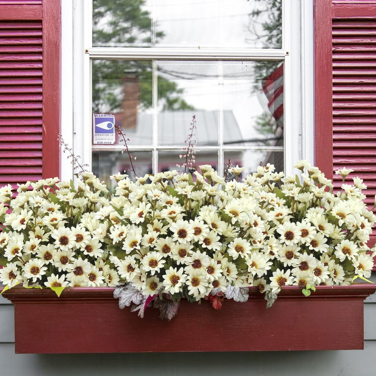 5-Pack Artificial Fall Flowers Fake Lifelike Mums for Outdoors UV Resistant Silk Daisy Floral Faux Mum Plants Fake Bushes for Year-Round Porch Garden Yard Porch Patio Decor Home Decor Indoor Outside