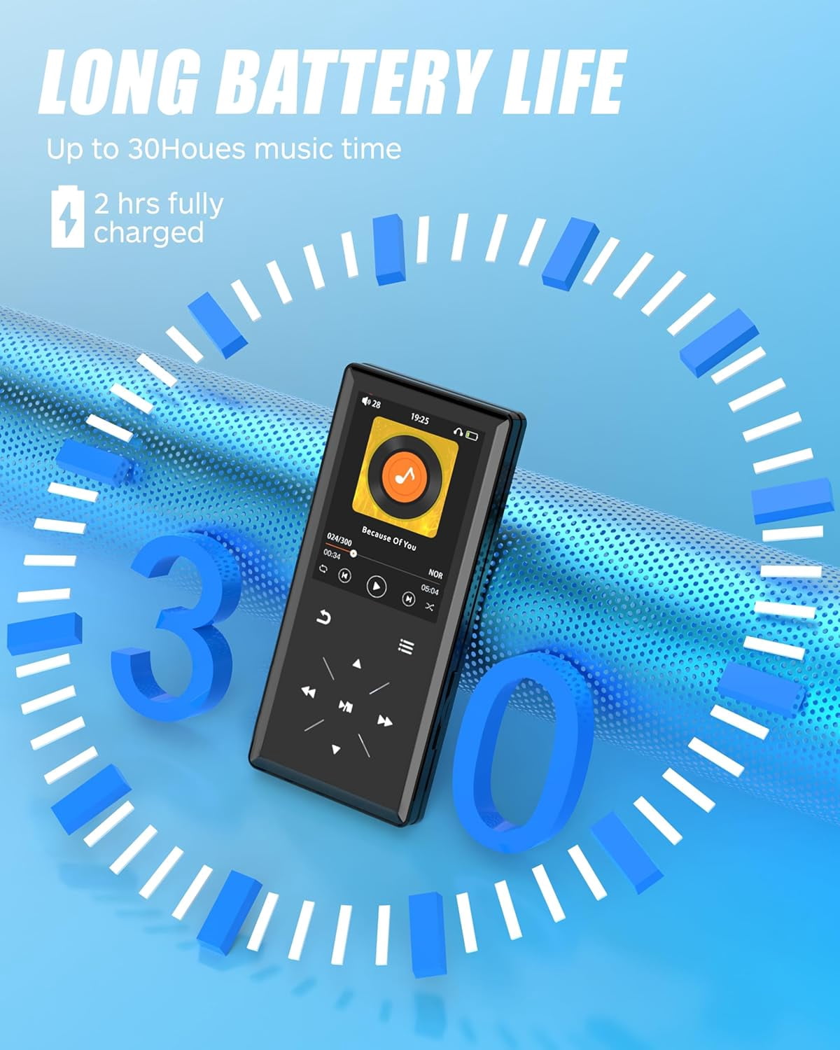 128GB Bluetooth MP3 Player - 2.4 Screen Portable HiFi Mp3 MP4 Player with Built-in Speaker Walkmen Music Player with Voice Recorder FM Radio Touch Buttons Study Player Support up to 256GB SD Card