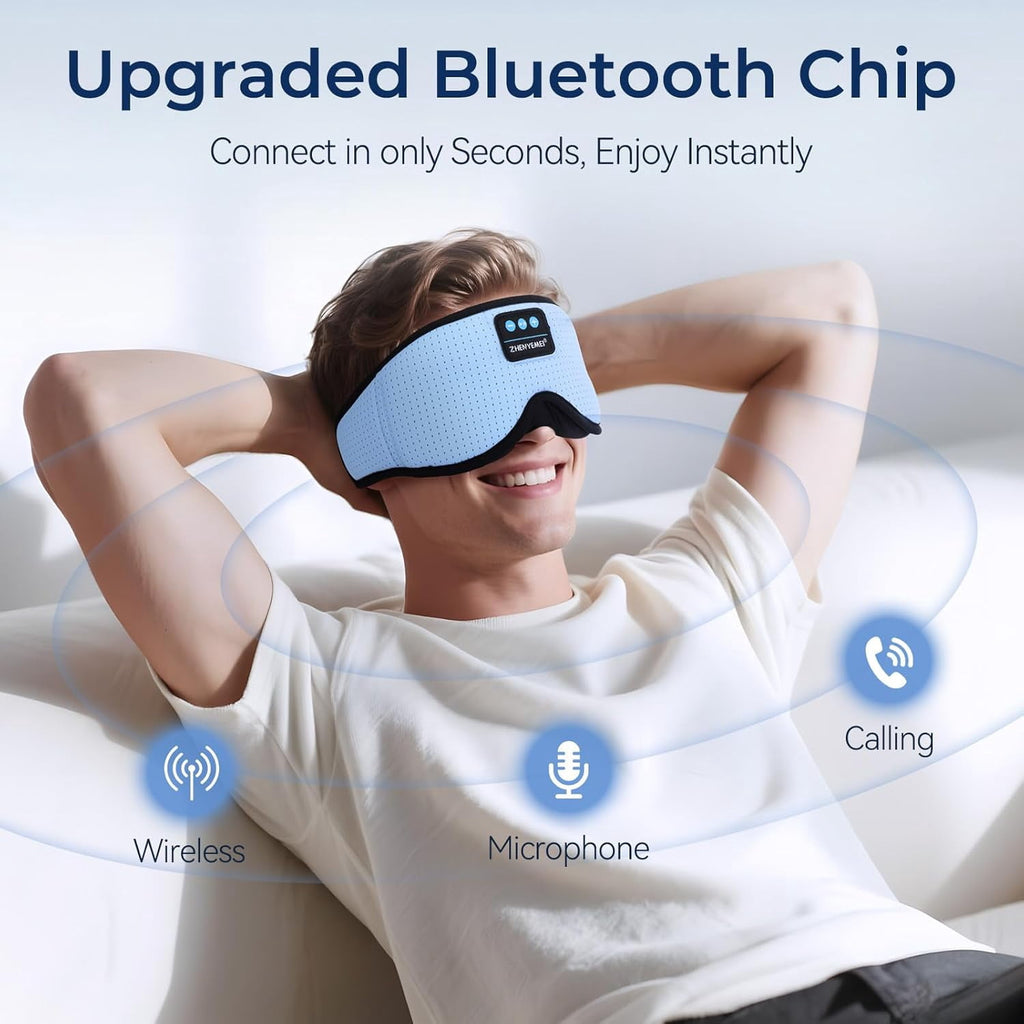 MUSICOZY White Noise Sleep Mask Headphones with 16 Soothing Sounds Bluetooth Sleep Mask 3D Wireless Music Sleeping Headphones for Side Sleeper Wireless Music Eye Mask with Timer Gifts for Men Women