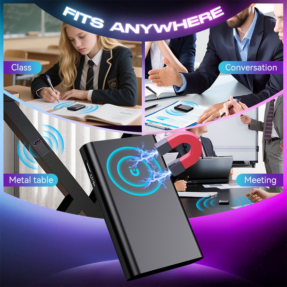 Magnetic Voice Activated Recorder With Screen- (8500 Hours) Voice Recorder with DSP 4.0-AI Noise Cancellation-32GB Portable Recording Device Voice Recorder with Playback for Work Meetings Lectures