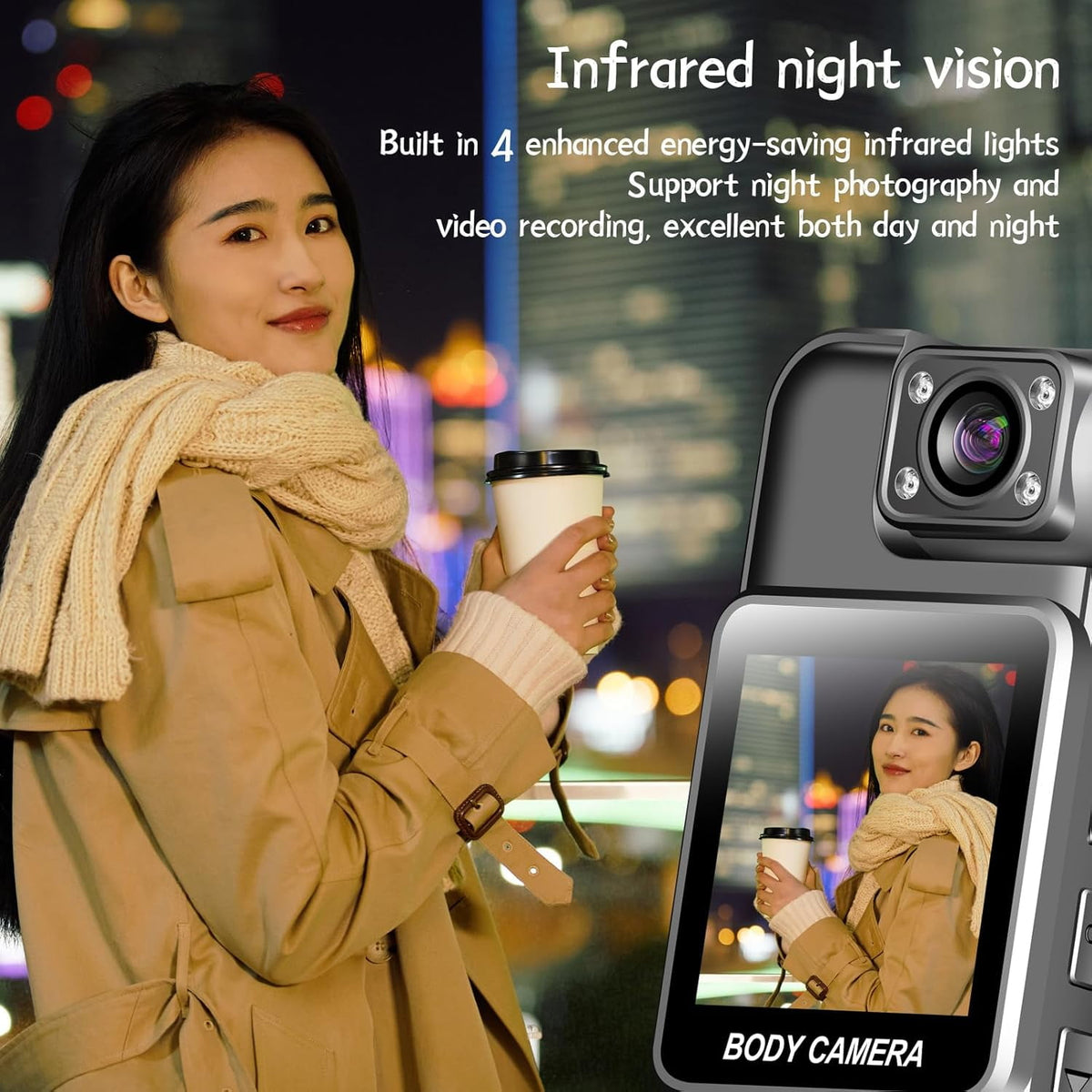 Mini Body Camera HD 1080P Wearable Body Cam with 180° Rotating Lens and Smart Motion Detection Portable Camcorder with IR Cut Auto Night Vision&Loop Record for Outdoors Sports Police Law Enforcement