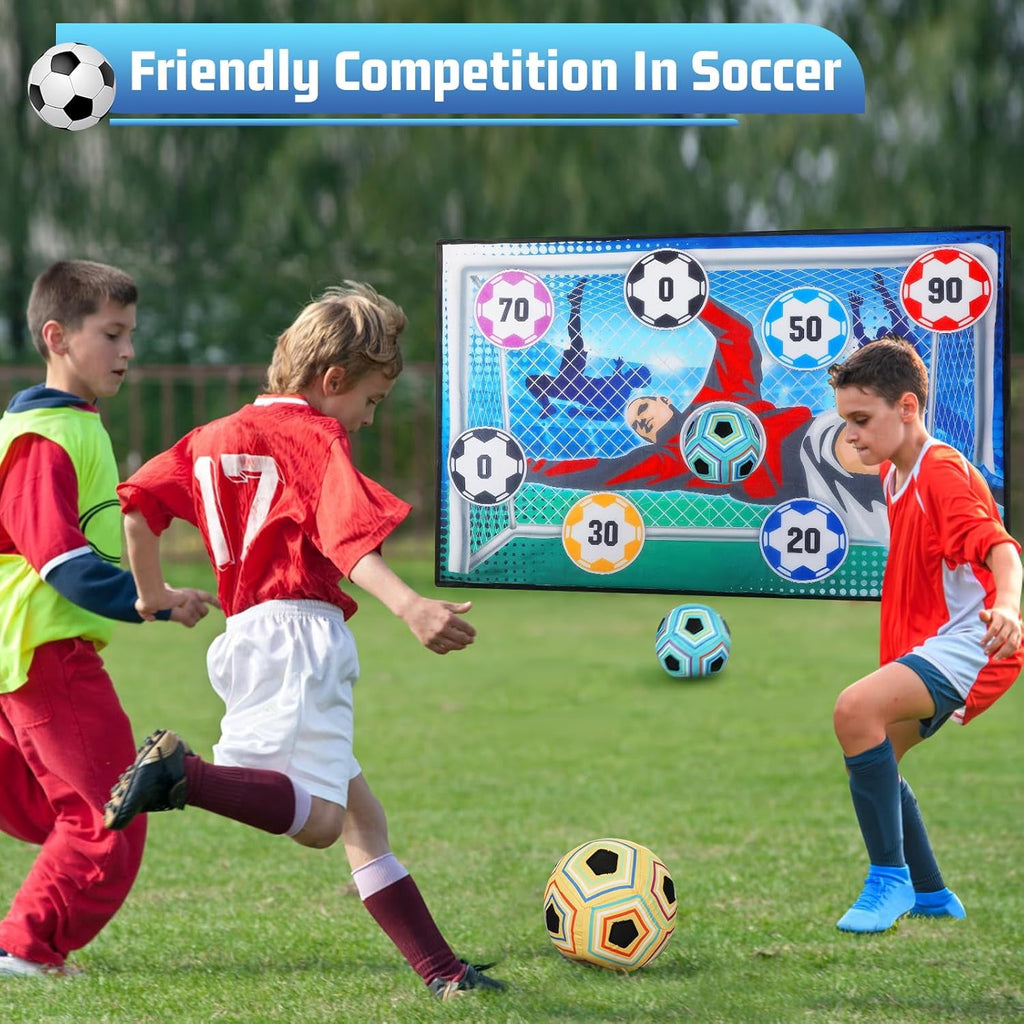 CEDQ Toy Soccer Ball Game Set for Boys and Girls Kids Sports Toys Indoor Outdoor Backyard Toss Soccer Goal Game with 2 Balls 1 Flannel Target Soccer Toys for 3-5 6-8 8-12 Years Old Kids Birthday Gift
