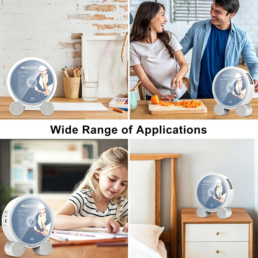 Portable Vertical CD Player with Bluetooth for Home with LCD Screen Wireless Audio CD Player with Remote Control Rechargeable Battery Built in HiFi Speakers Support Timed Music ON/Off FM USB SD