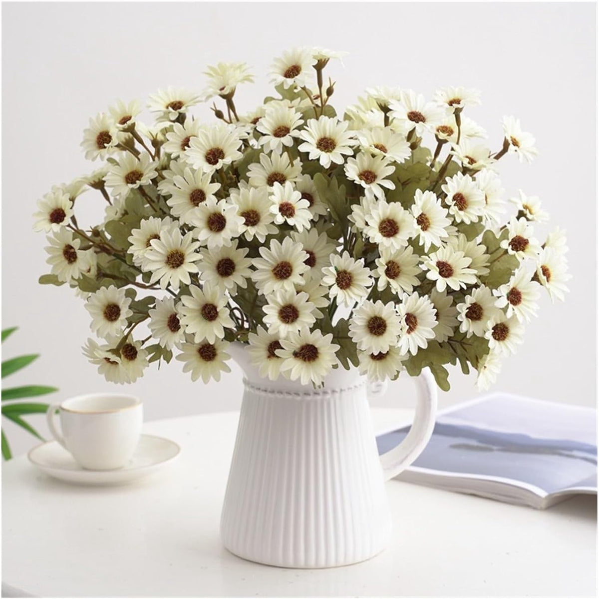 5-Pack Artificial Fall Flowers Fake Lifelike Mums for Outdoors UV Resistant Silk Daisy Floral Faux Mum Plants Fake Bushes for Year-Round Porch Garden Yard Porch Patio Decor Home Decor Indoor Outside